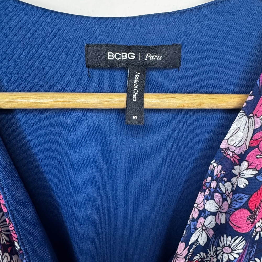 BCBG High Low Floral Dress in Purple and Pink - Picture 3 of 5